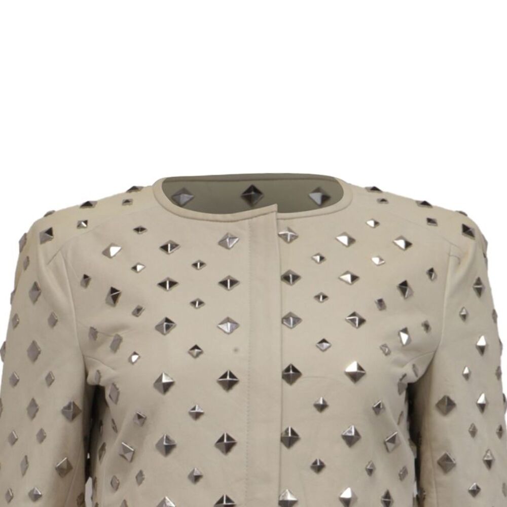 Diane Von Furstenberg Studded Jacket in White Leather - Picture 2 of 12